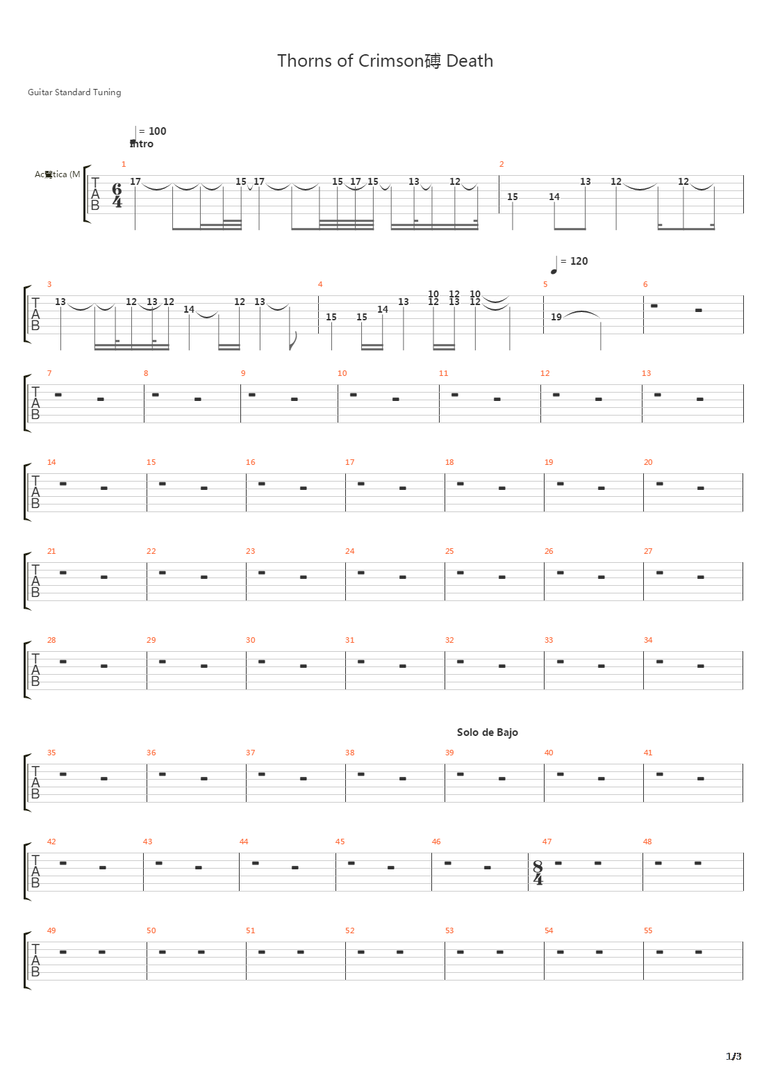 Thorns Of Crimsons Death吉他谱