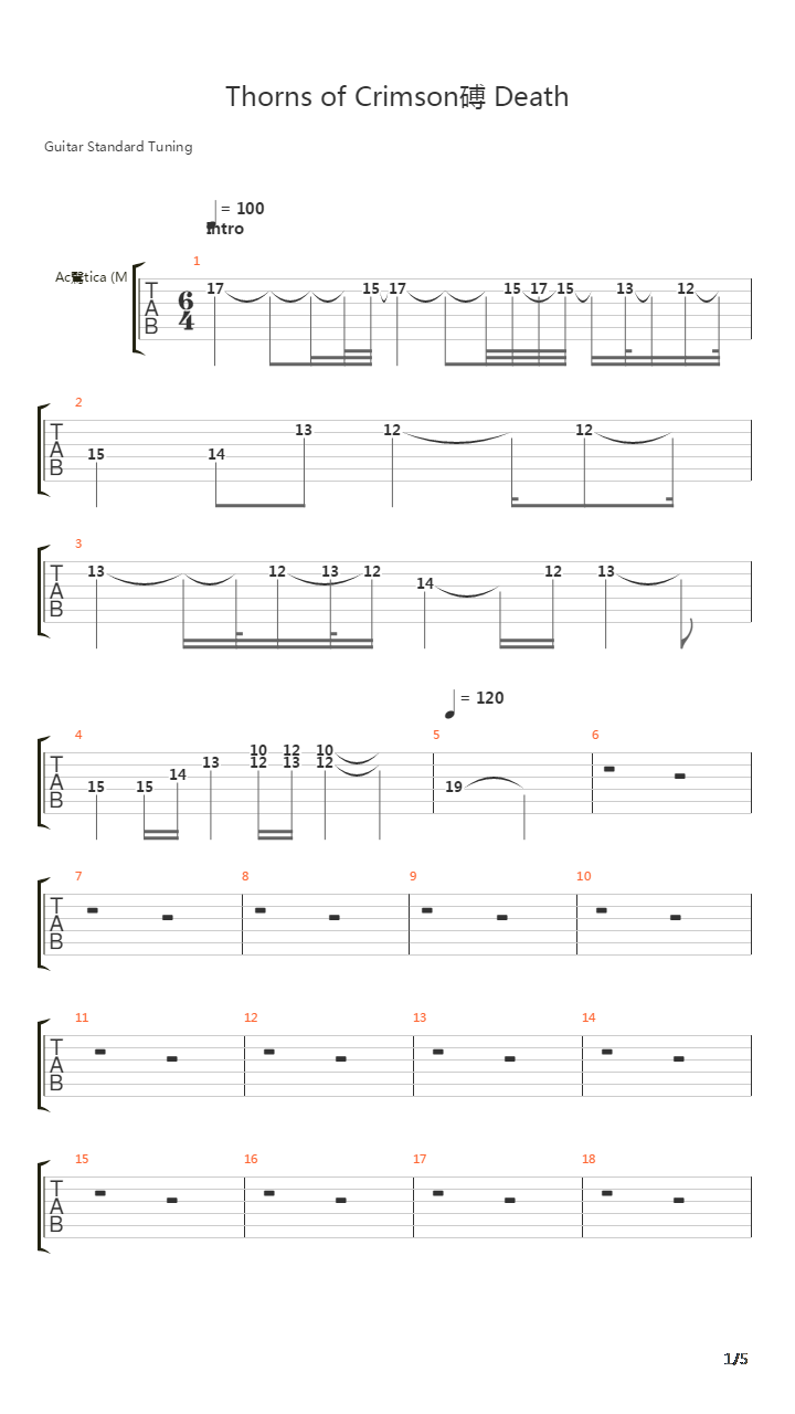 Thorns Of Crimsons Death吉他谱