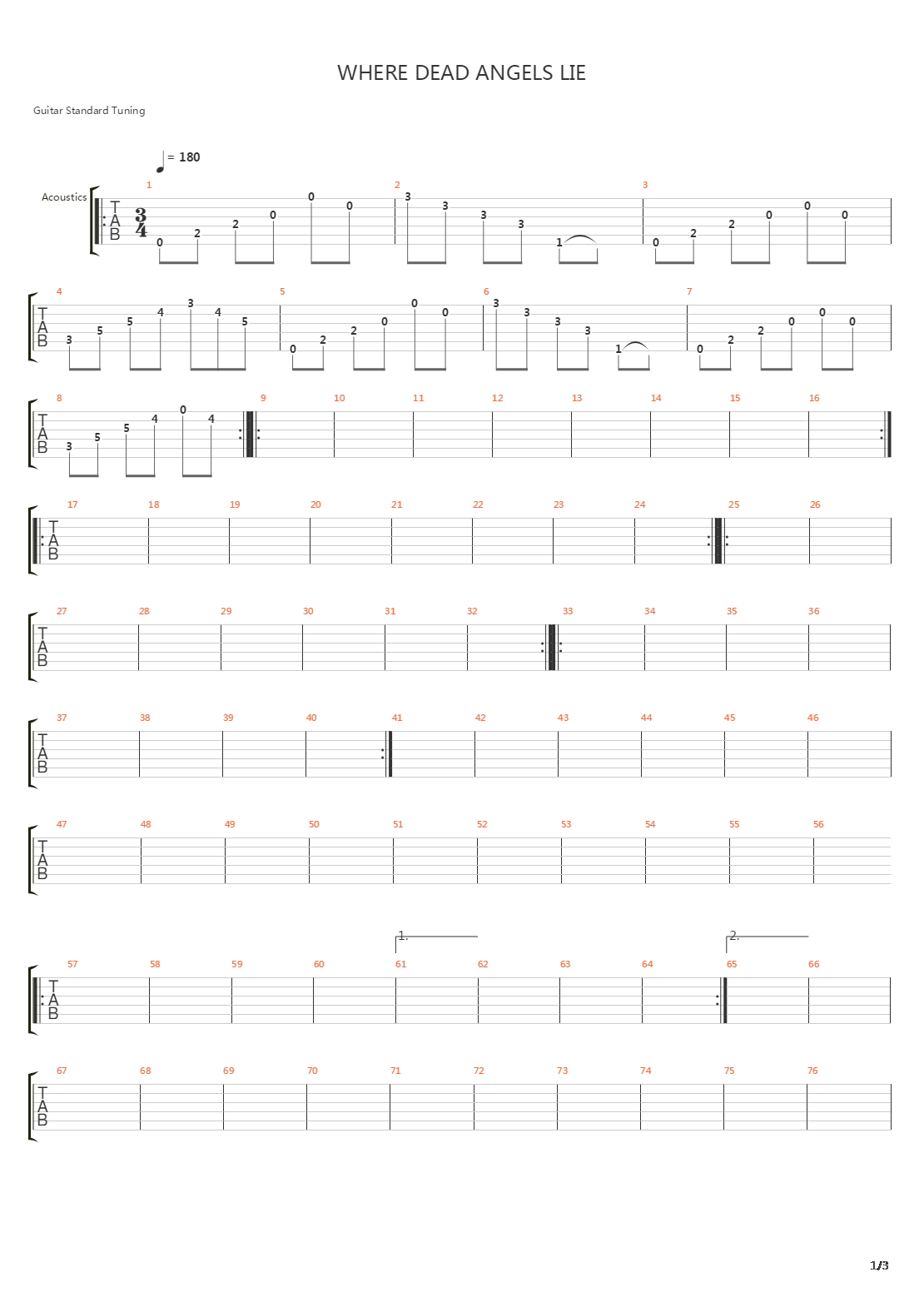 Where Dead Angels Lie吉他谱