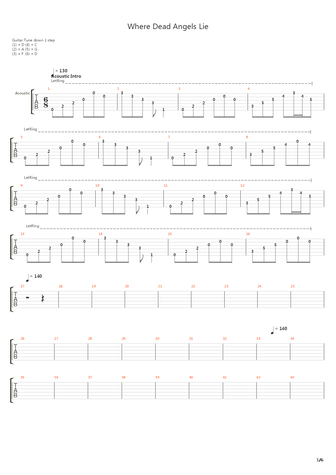 Where Dead Angels Lie吉他谱