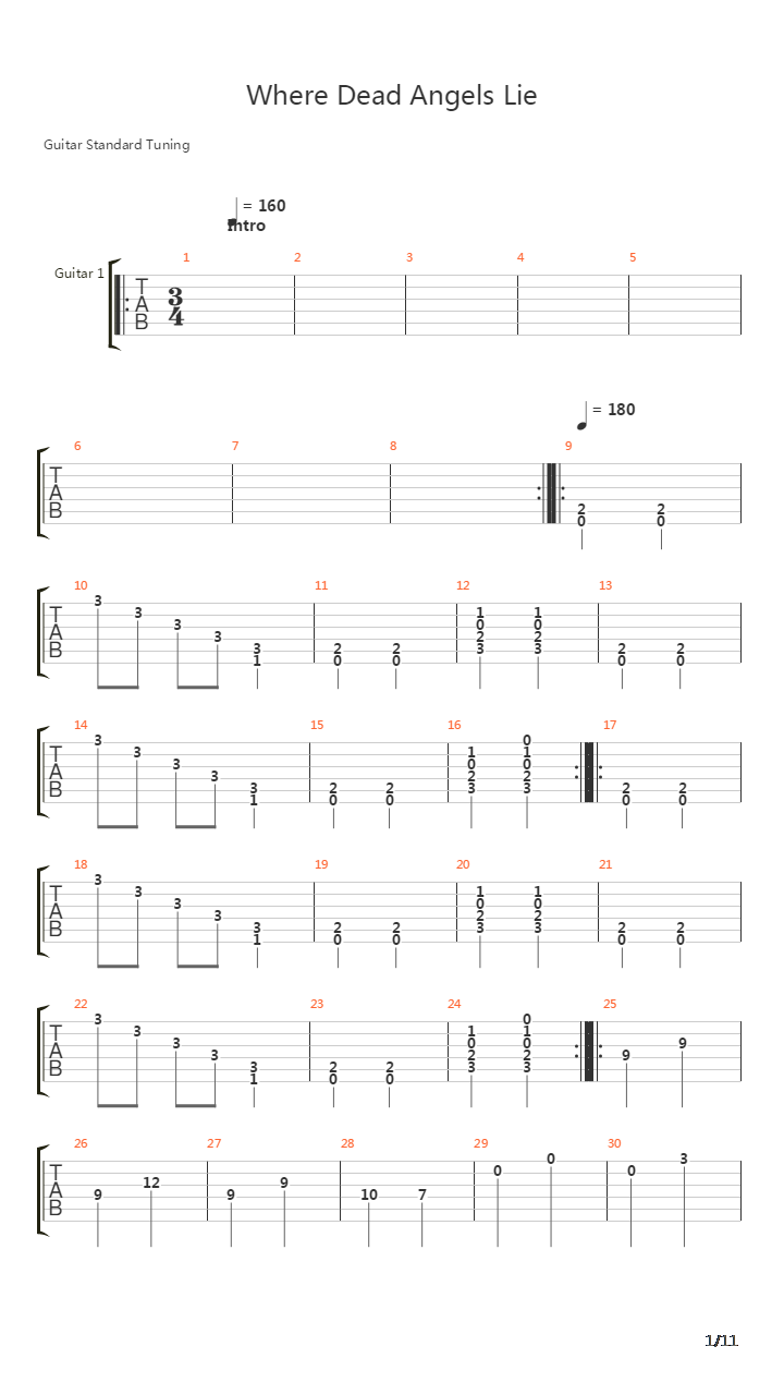 Where Dead Angels Lie吉他谱