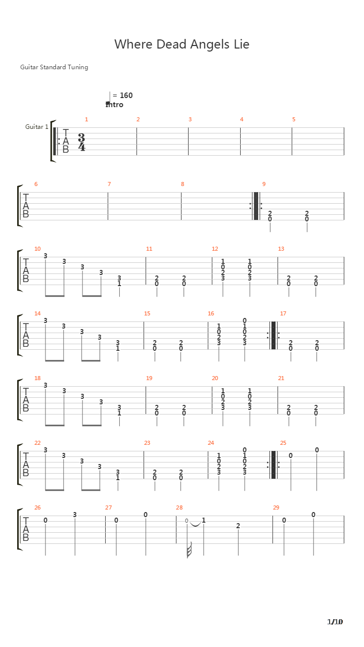 Where Dead Angels Lie吉他谱