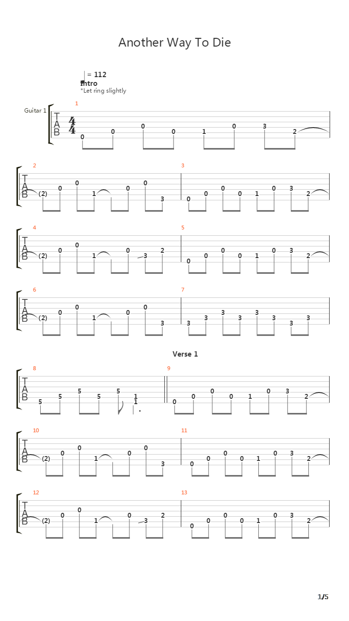 Another Way To Die吉他谱