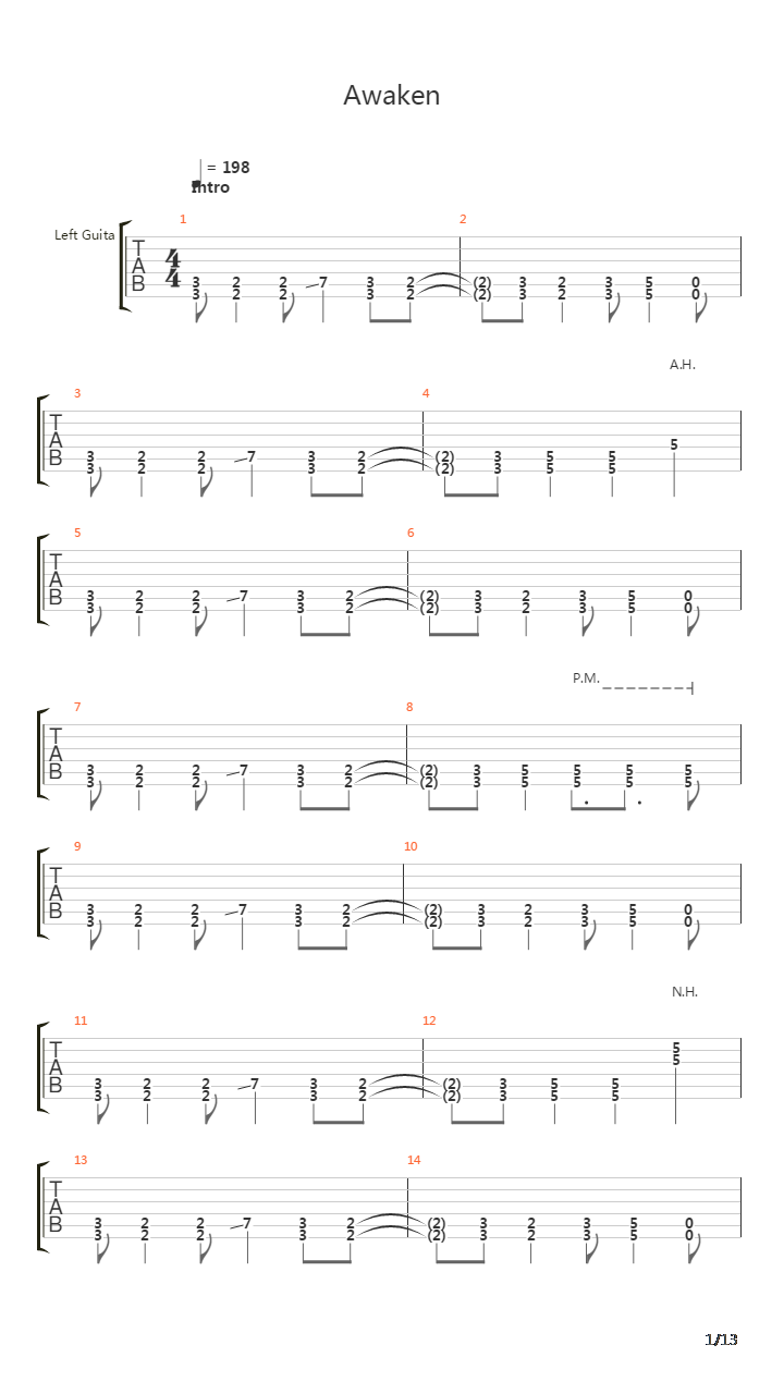 Awaken吉他谱