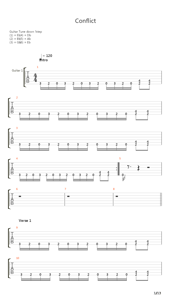Conflict吉他谱