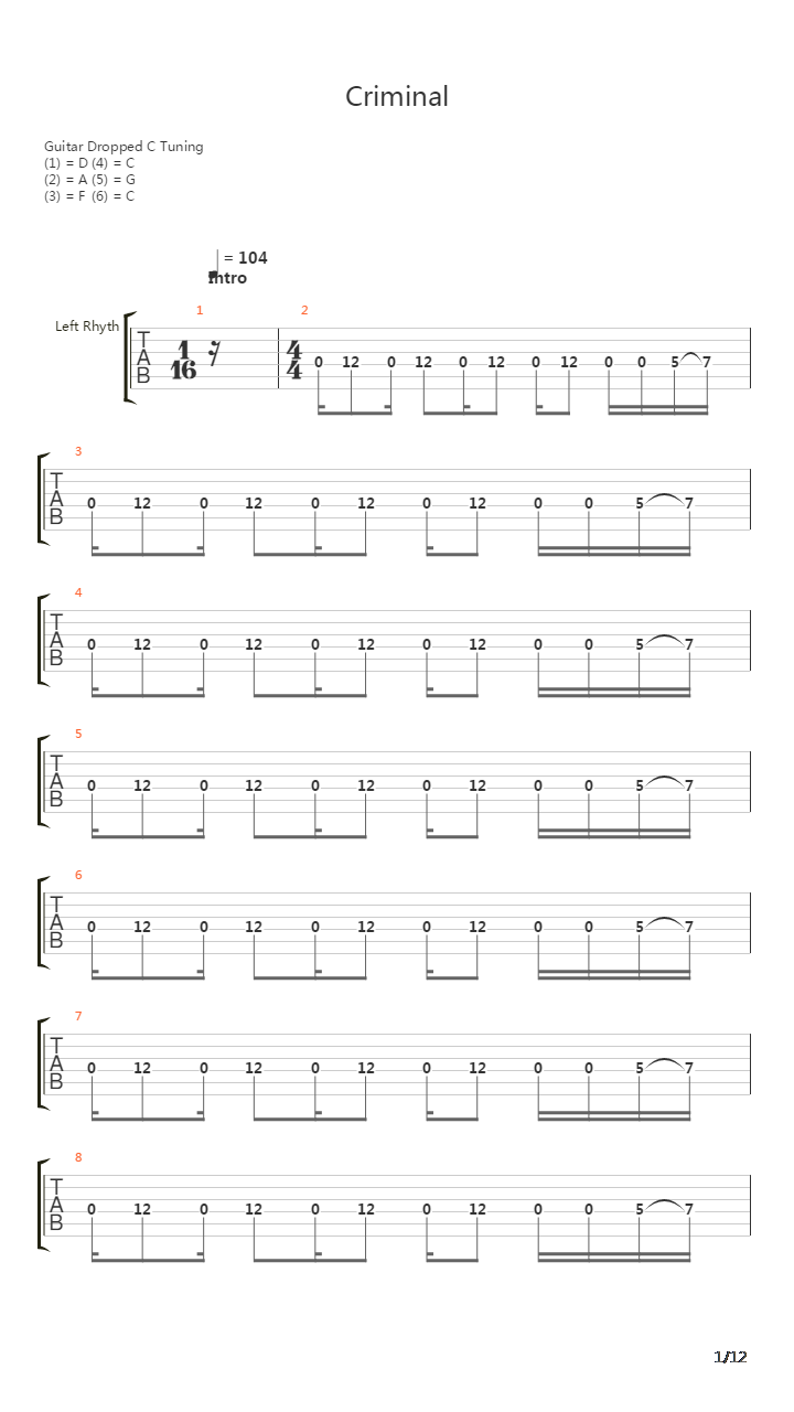Criminal吉他谱