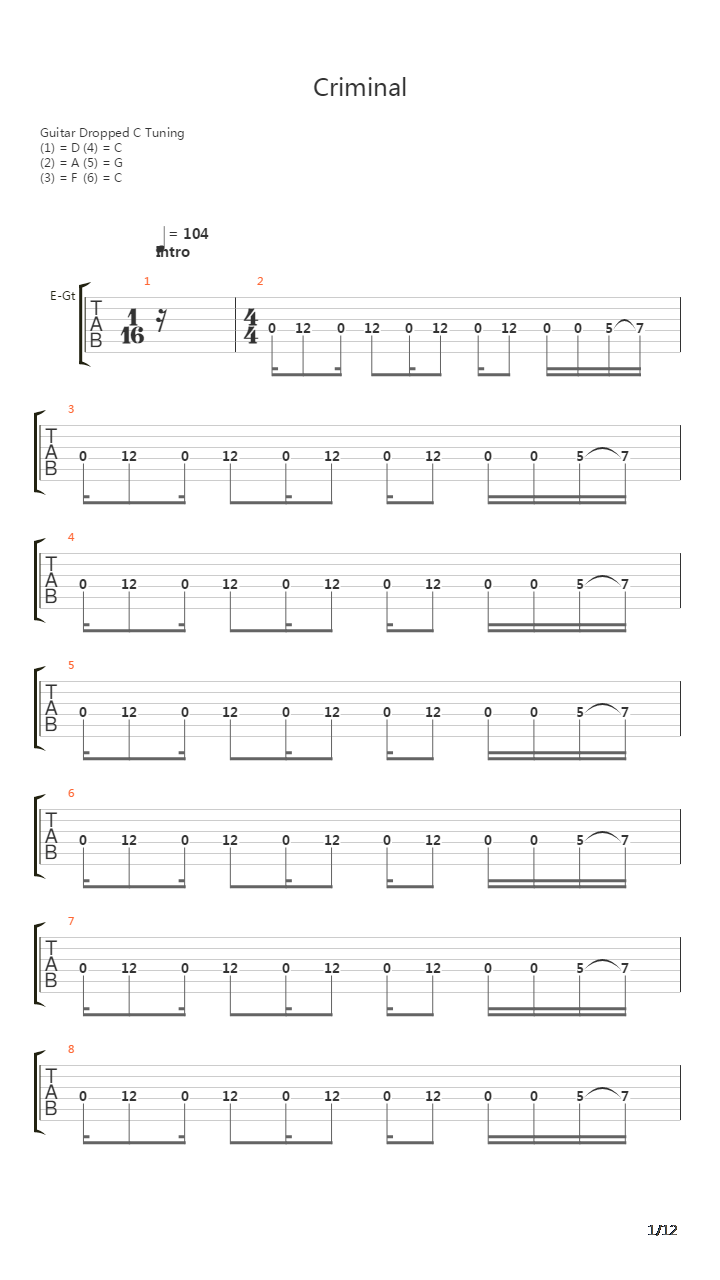 Criminal吉他谱