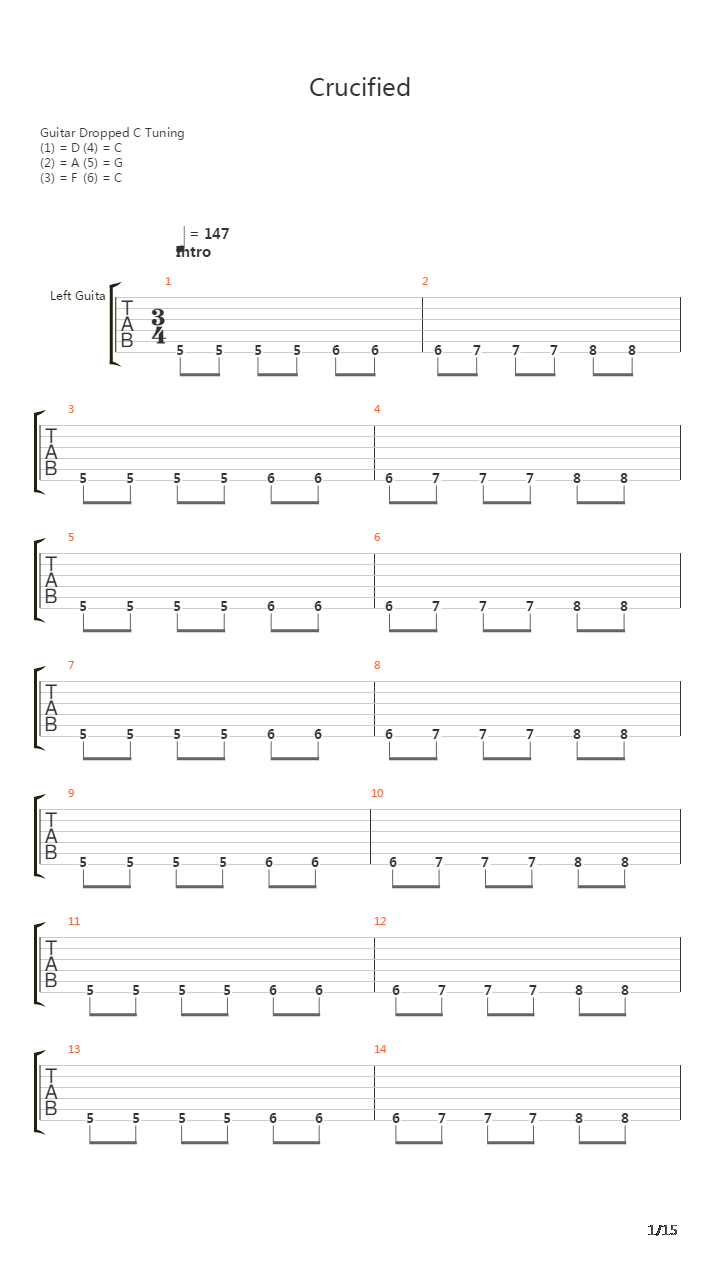 Crucified吉他谱