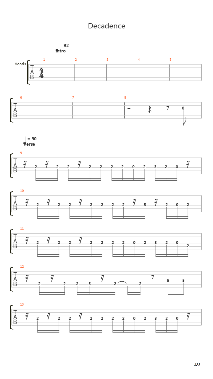 Decedence吉他谱
