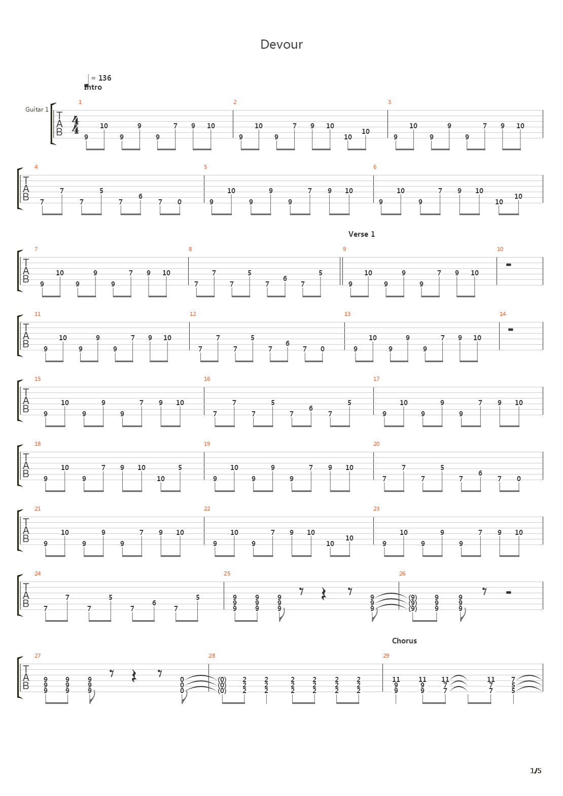 Devour吉他谱