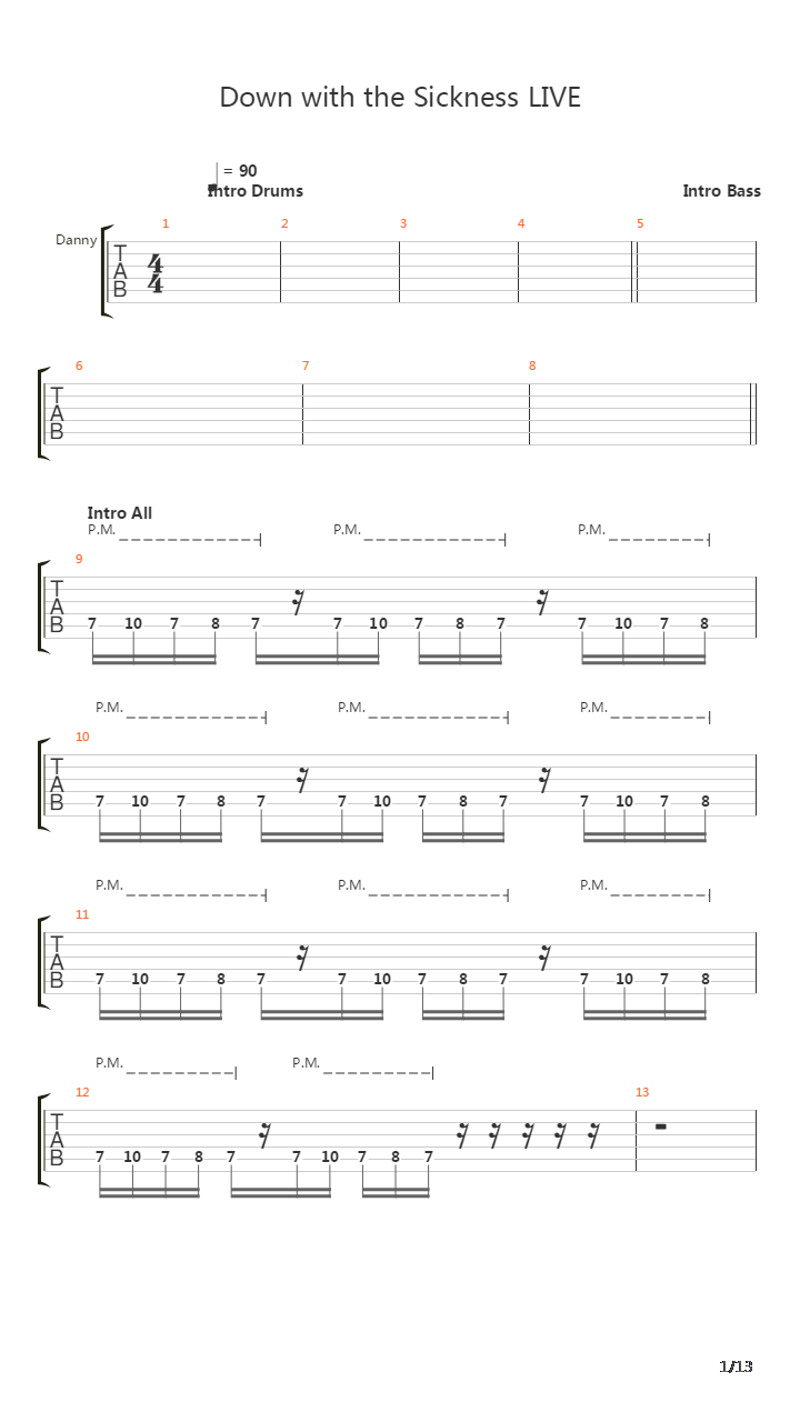 Down With The Sickness吉他谱