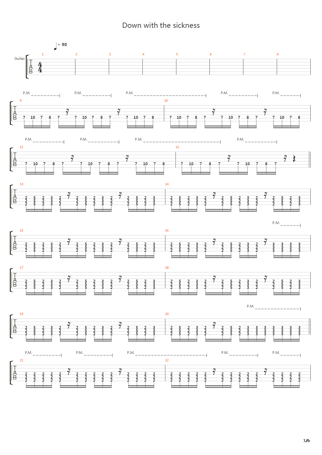 Down With The Sickness吉他谱