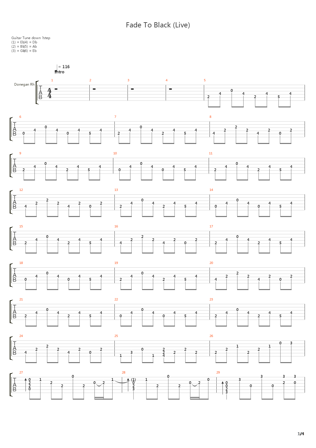 Fade To Black吉他谱