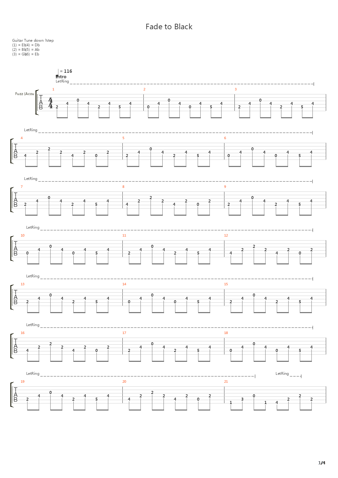 Fade To Black吉他谱