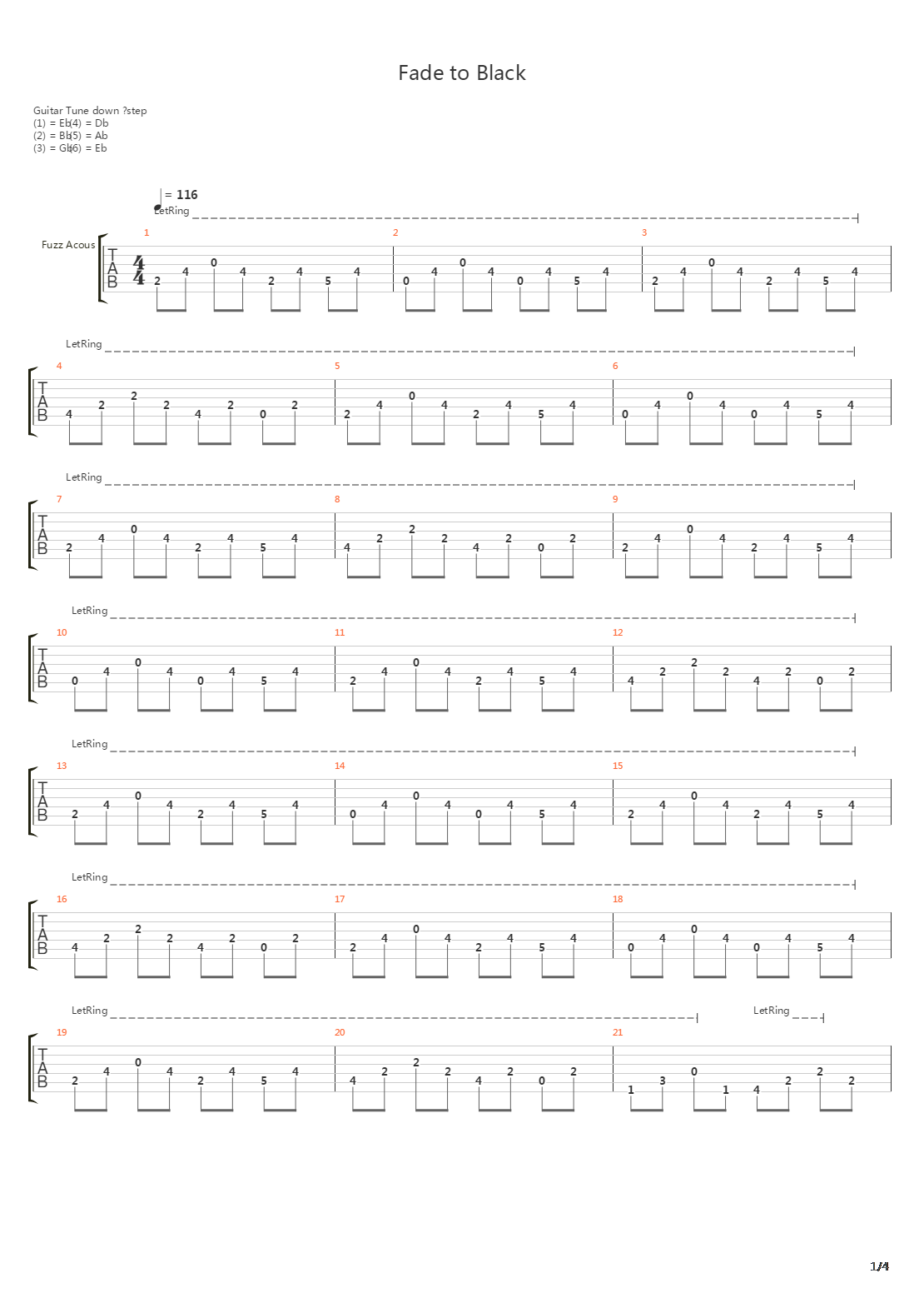 Fade To Black吉他谱