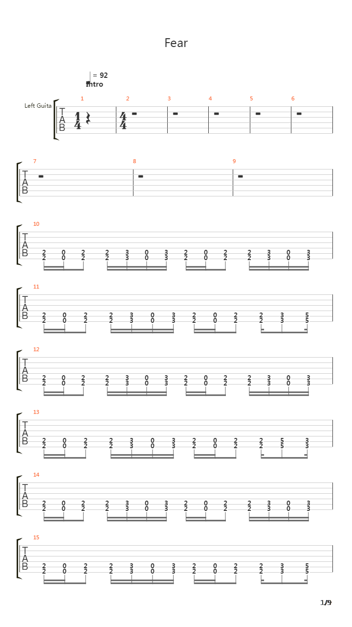 Fear吉他谱