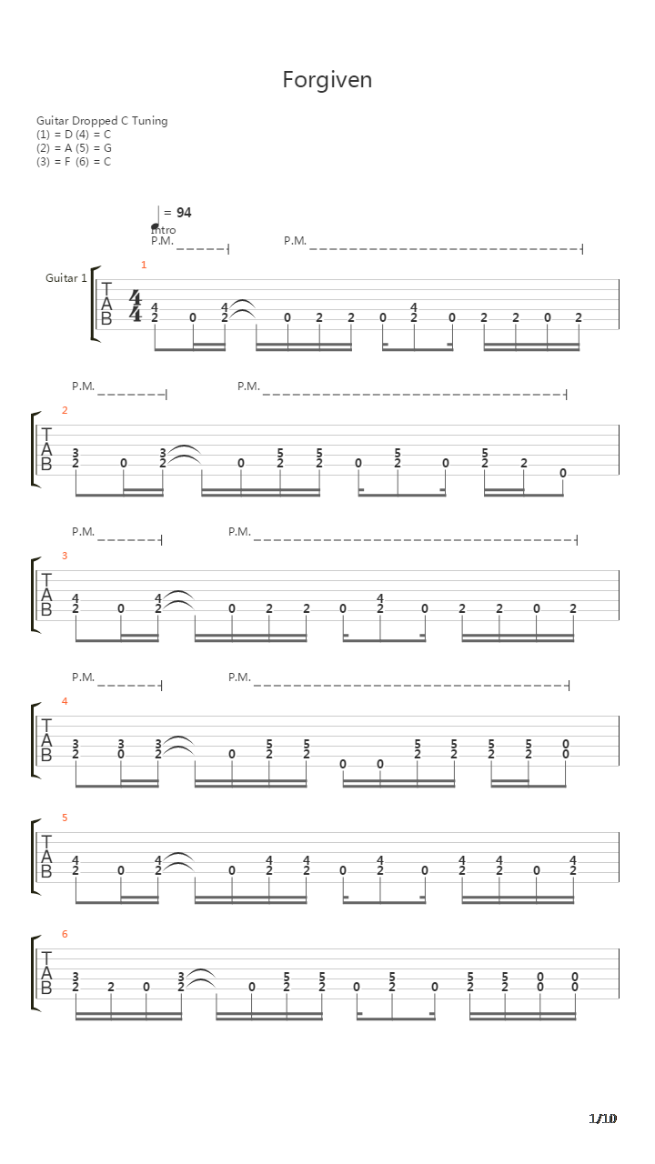 Forgiven吉他谱