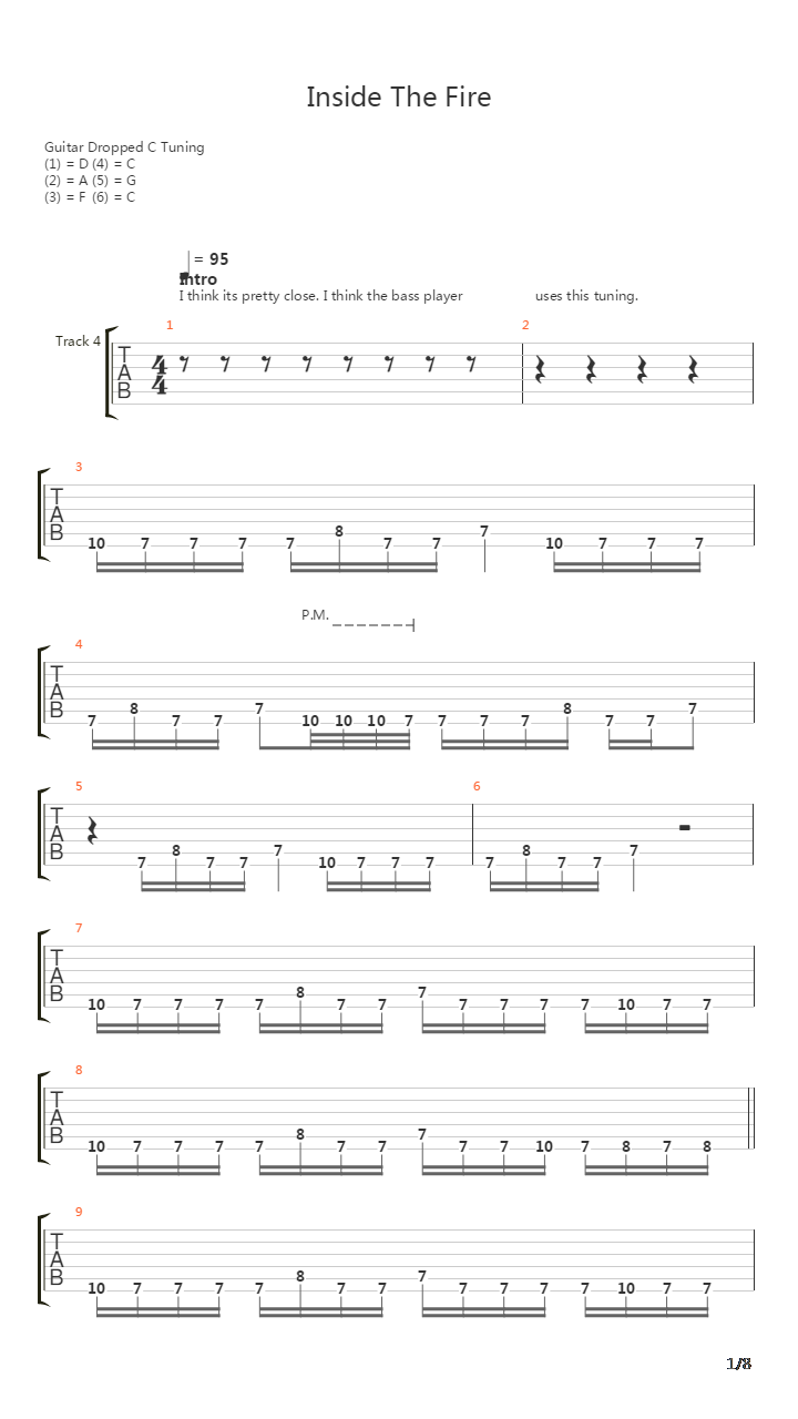 Inside The Fire吉他谱