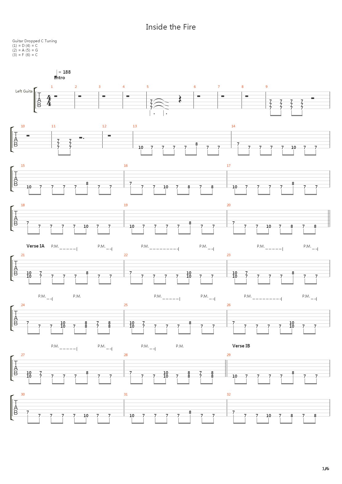 Inside The Fire吉他谱