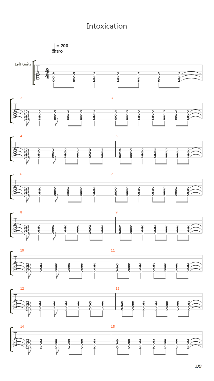 Intoxication吉他谱