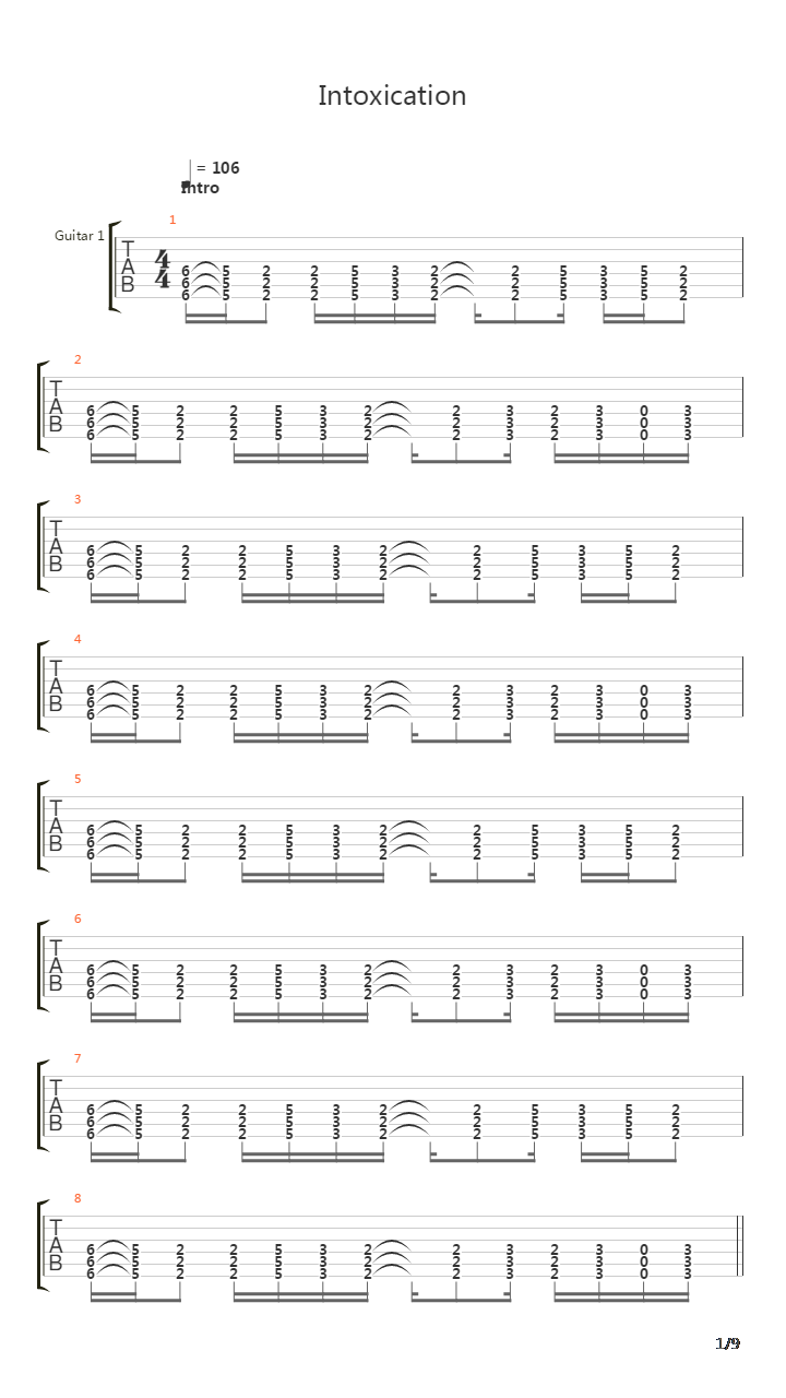 Intoxication吉他谱