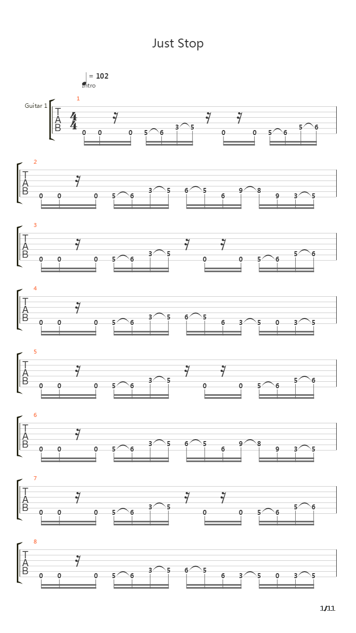 Just Stop吉他谱