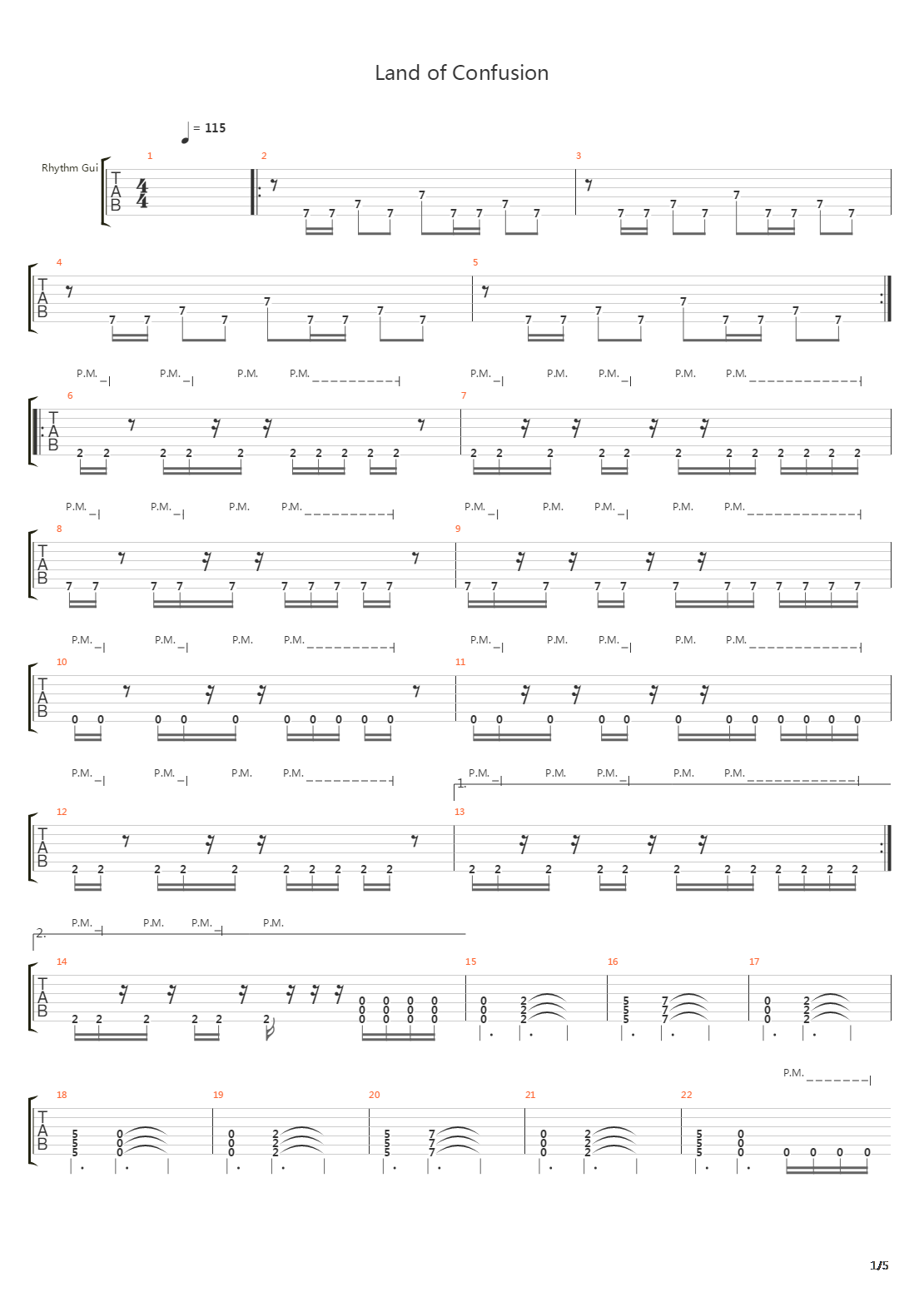 Land Of Confusion吉他谱