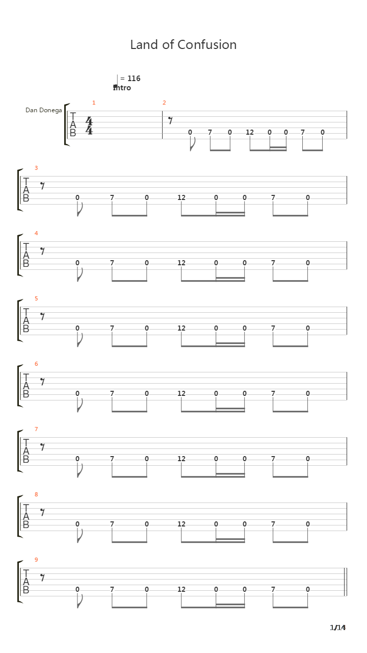 Land Of Confusion吉他谱