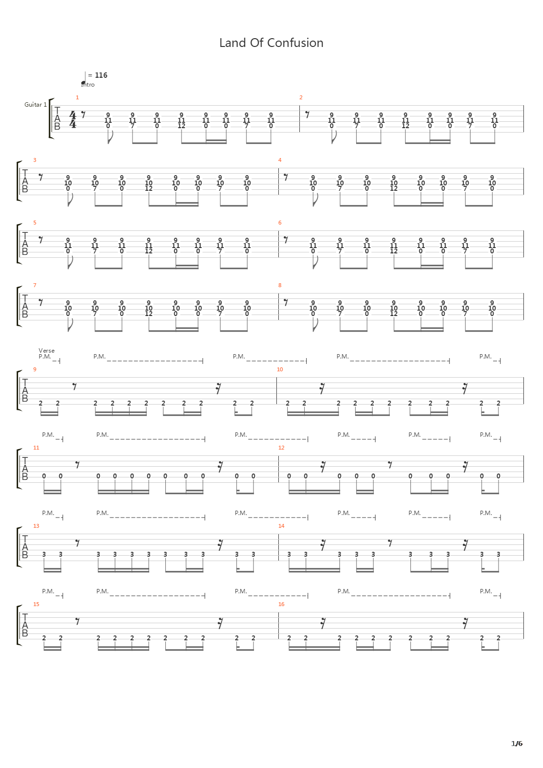 Land Of Confusion吉他谱