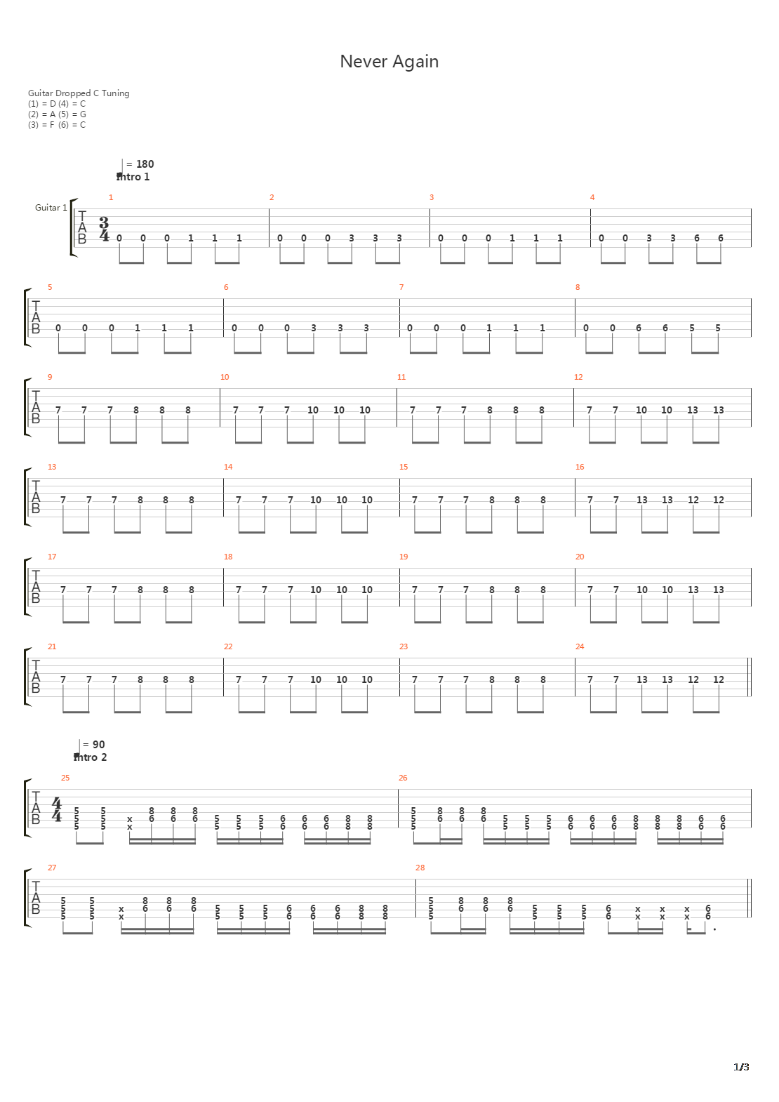 Never Again吉他谱