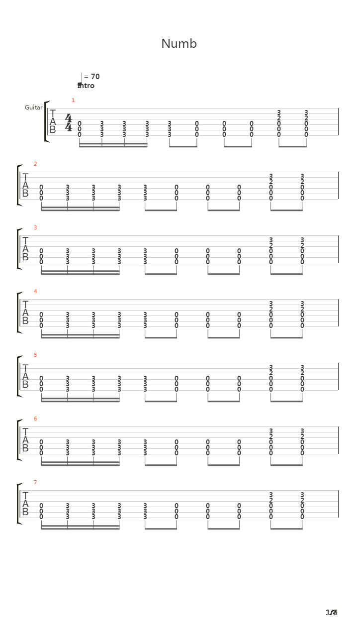 Numb吉他谱