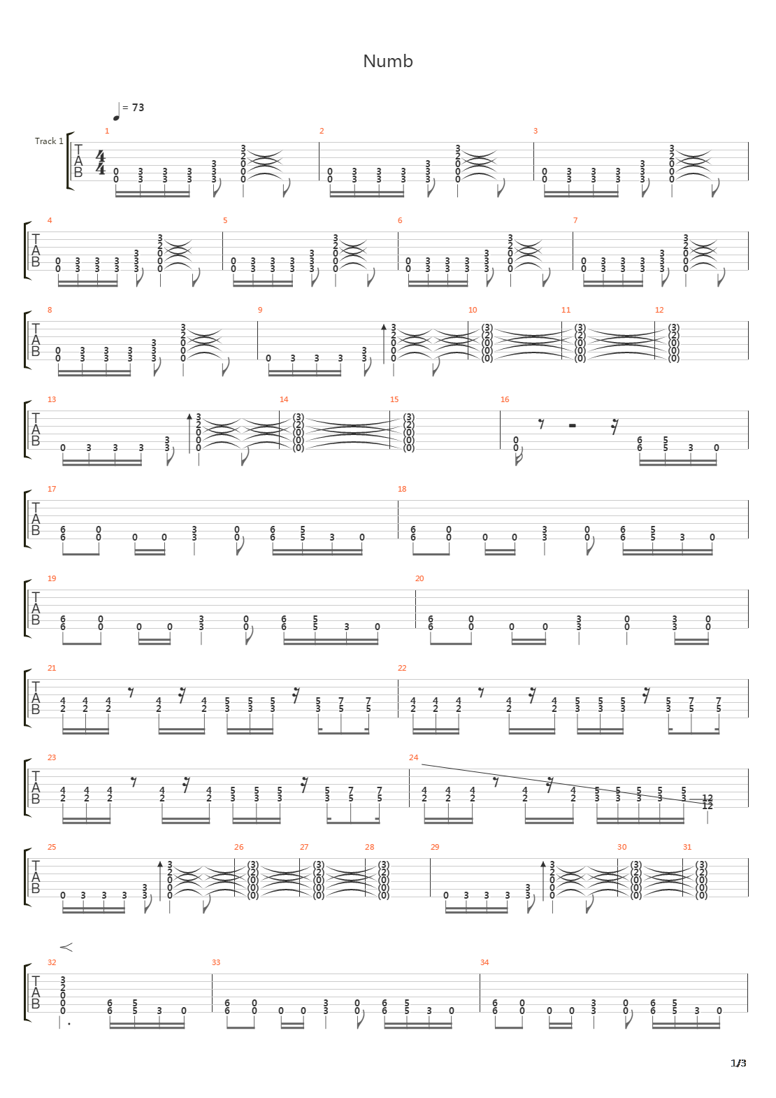 Numb吉他谱