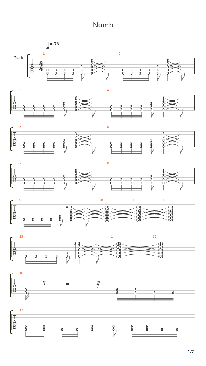 Numb吉他谱