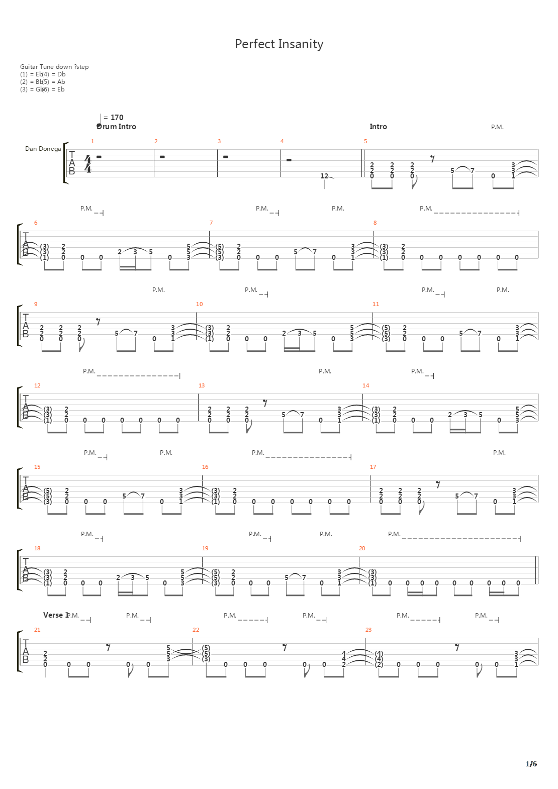 Perfect Insanity吉他谱