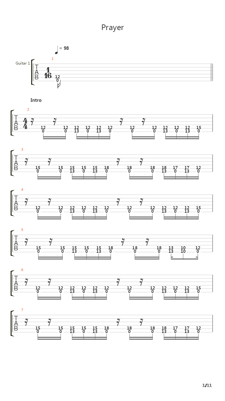 Prayer吉他谱