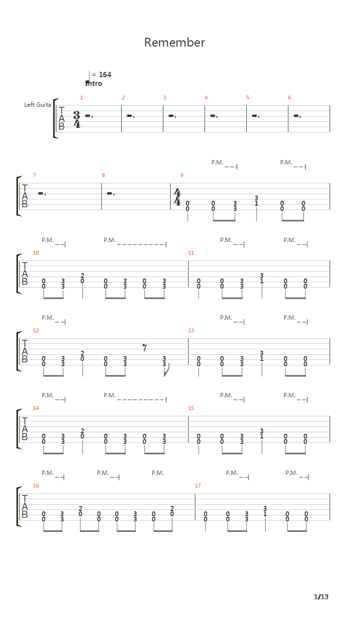 Remember吉他谱