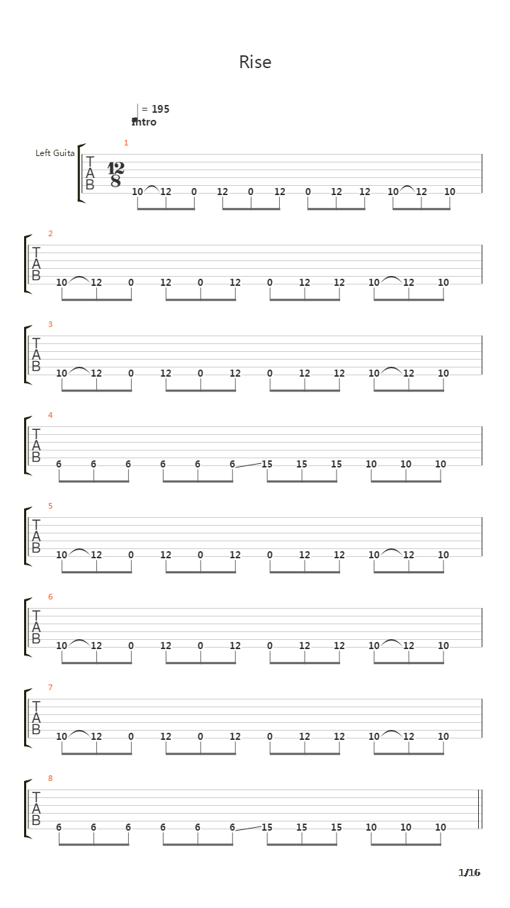 Rise吉他谱