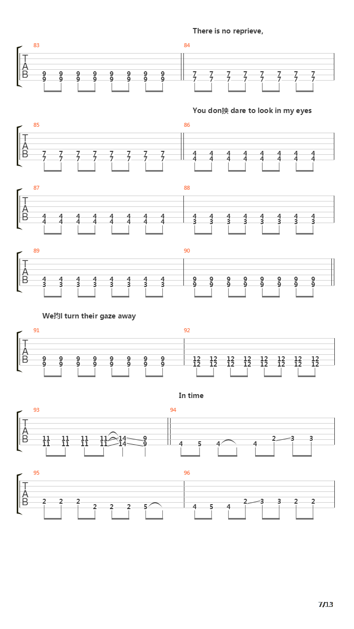 Run吉他谱