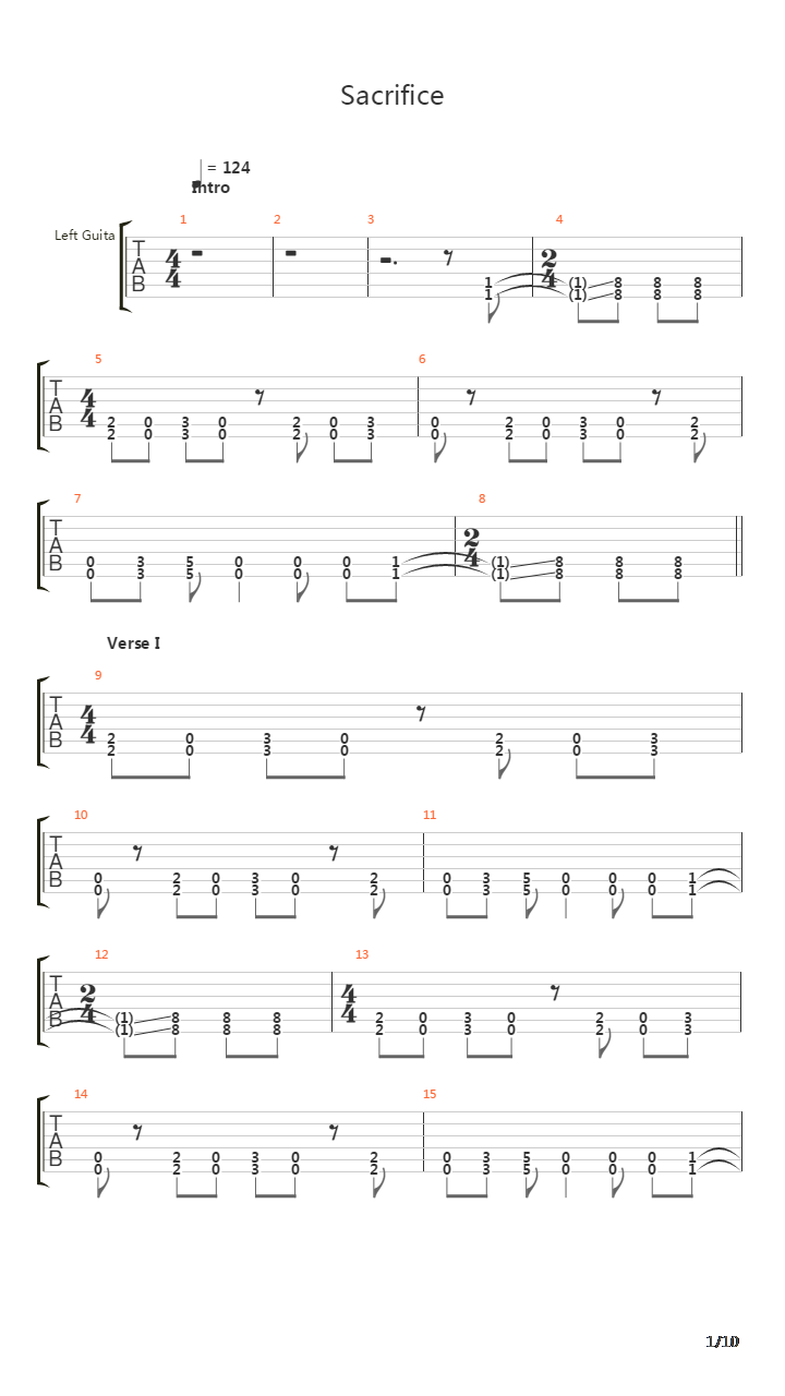 Sacrifice吉他谱