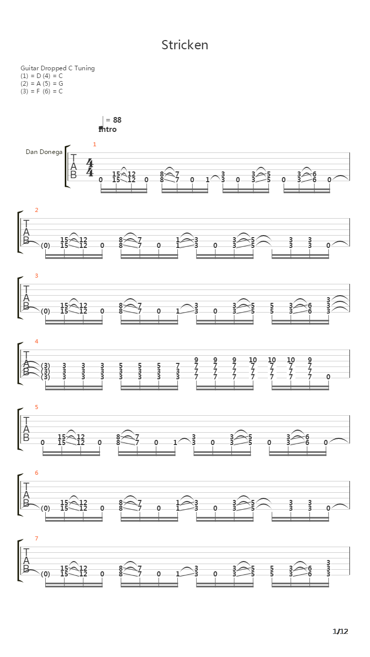 Stricken吉他谱