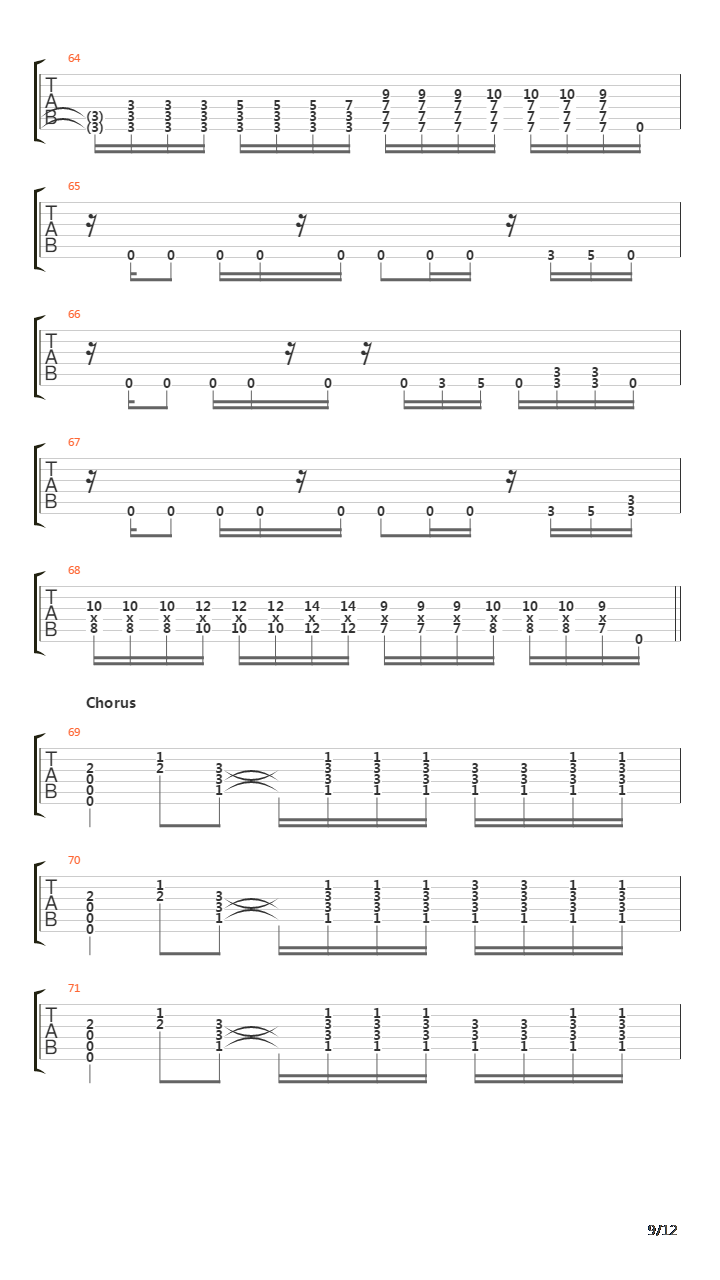 Stricken吉他谱