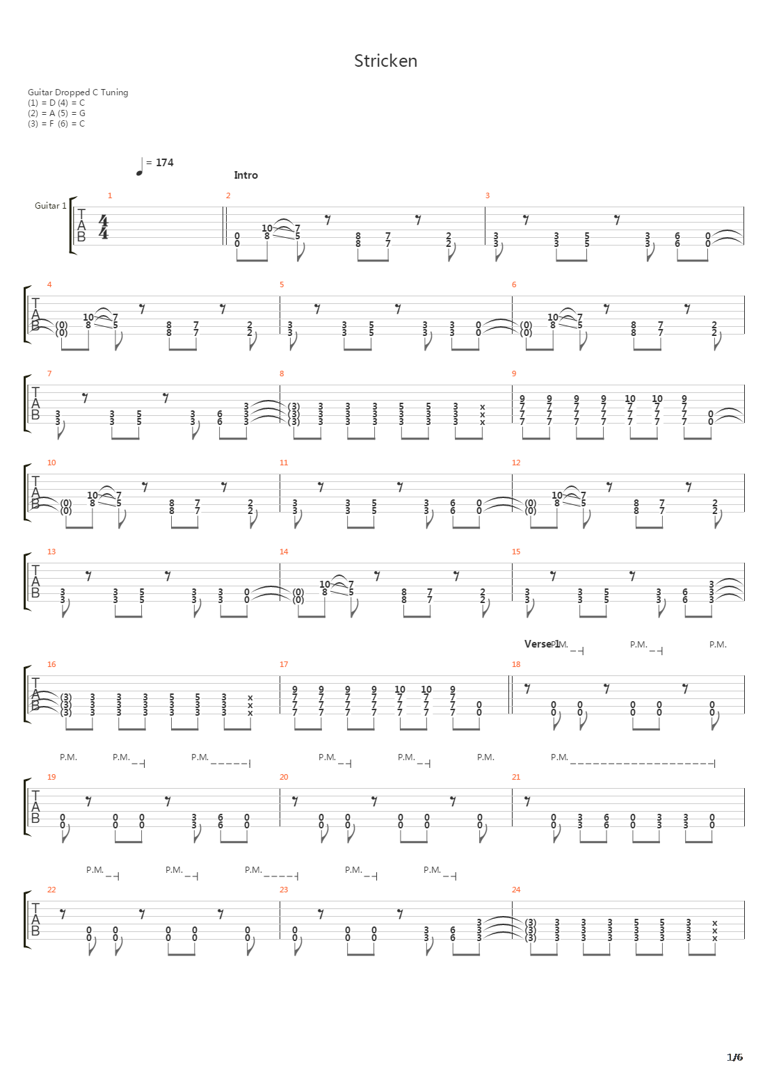 Stricken吉他谱