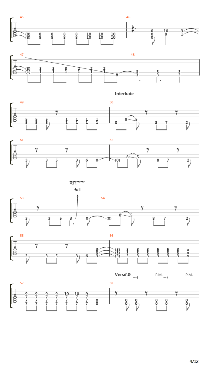 Stricken吉他谱