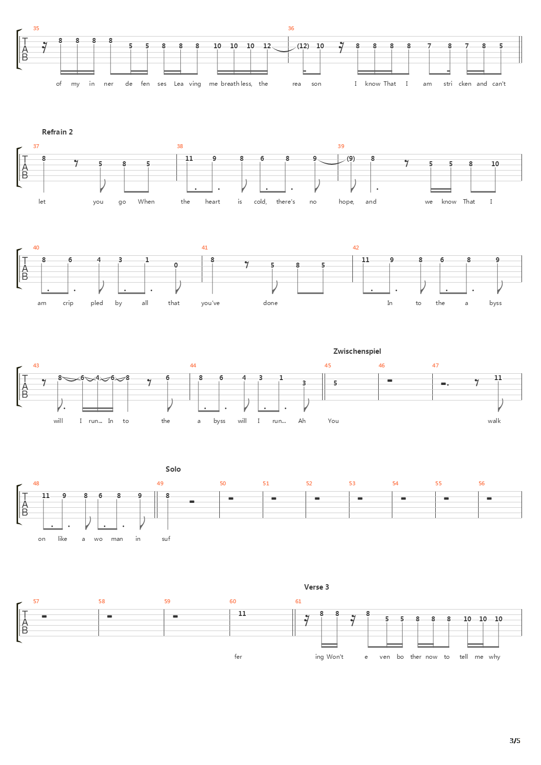 Stricken吉他谱