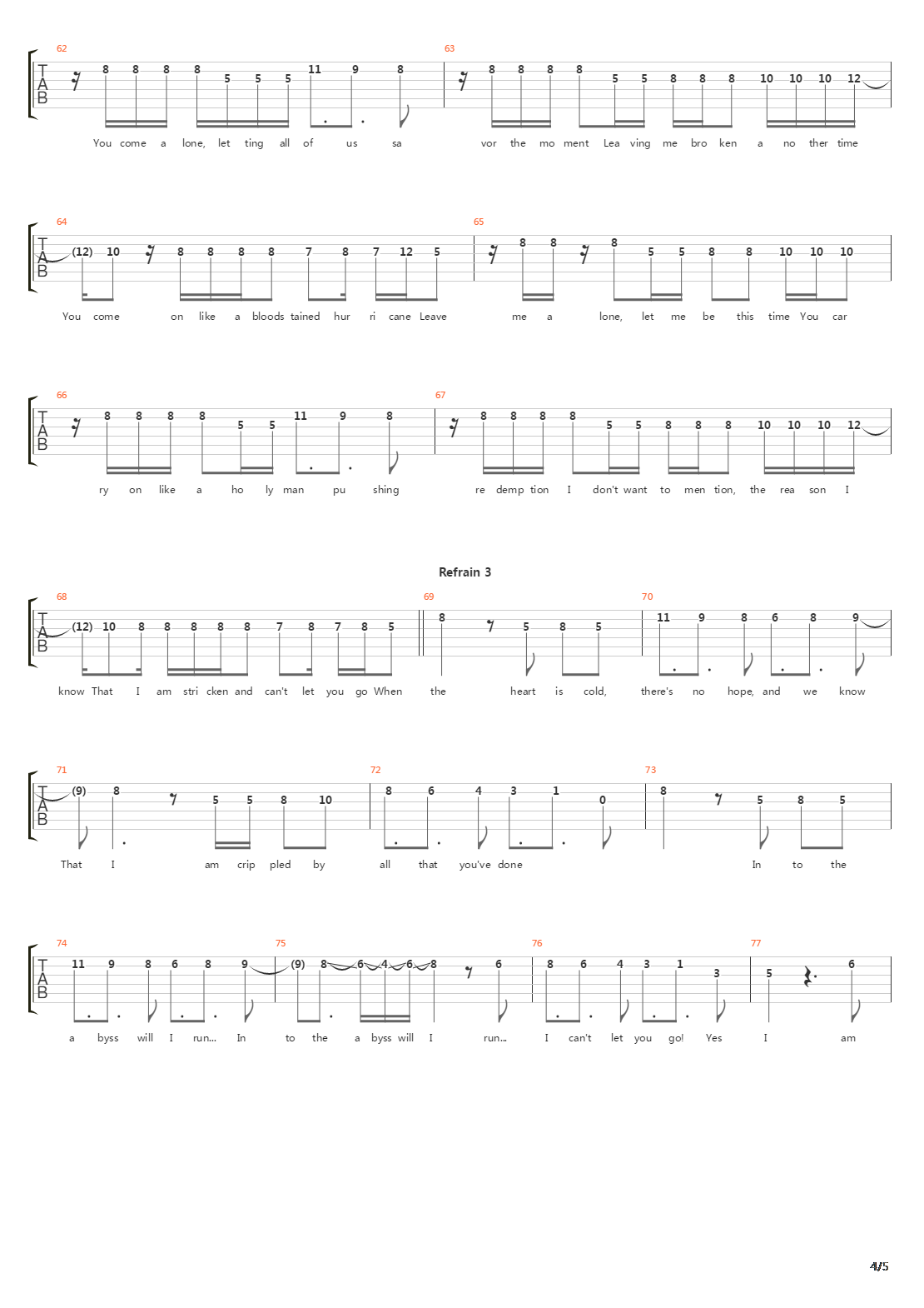 Stricken吉他谱