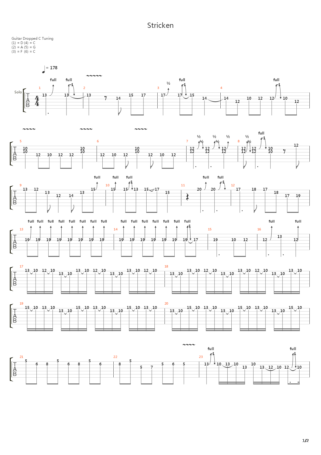 Stricken吉他谱