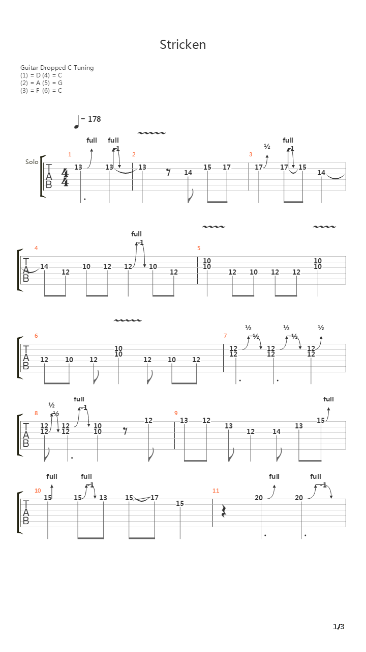 Stricken吉他谱