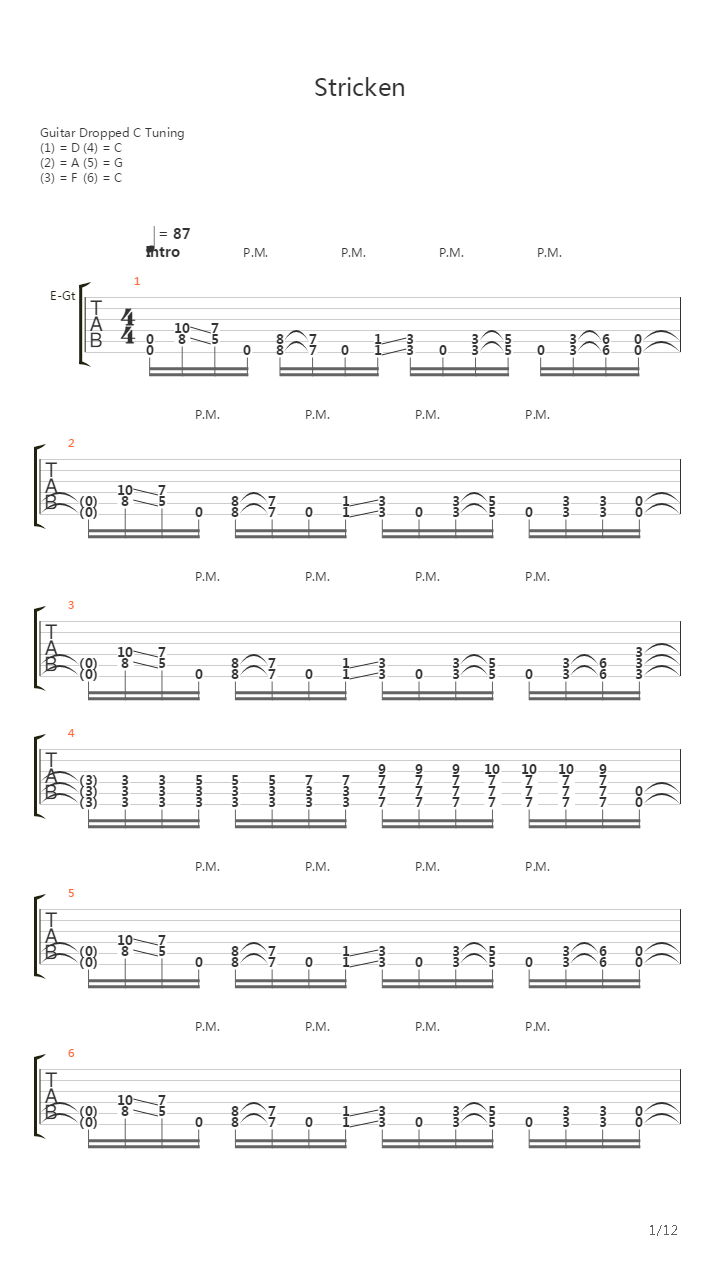 Stricken吉他谱