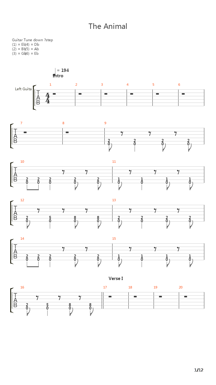 The Animal吉他谱