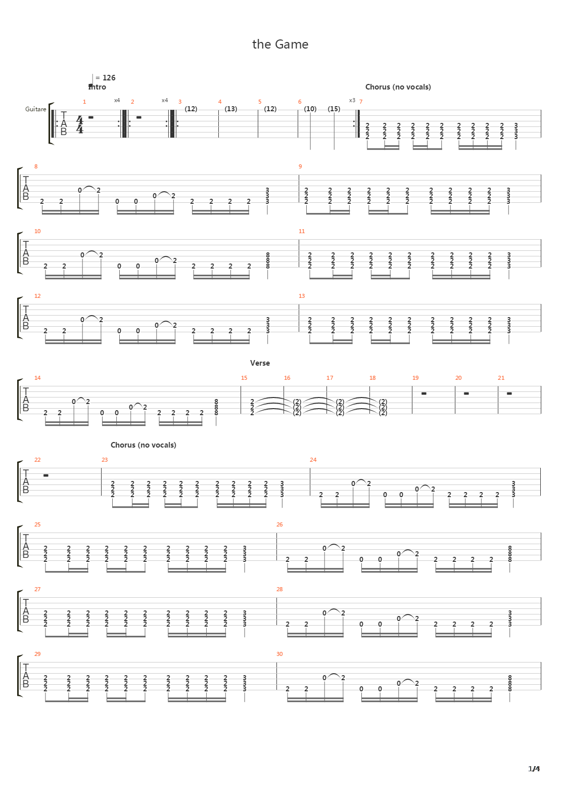 The Game吉他谱